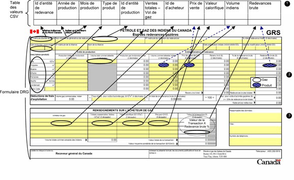 données de la Déclaration des redevances sur le gaz