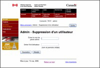 L'écran reproduit du menu de Suppression d'un utilisateur