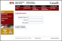screen capture of the Log In menu