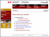 screen capture of the Main Menu